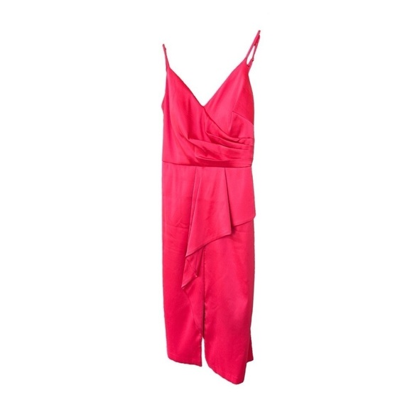 VINCE CAMUTO, NWOT, WOMENS GATHERED SHEATH MIDI DRESS IN CHERRY COLOR. SIZE 4 - Picture 2 of 8